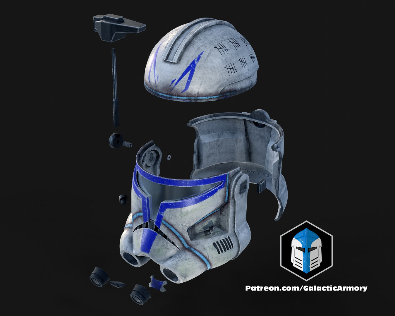 Animierter Captain Rex Helm - 3D Druckdateien