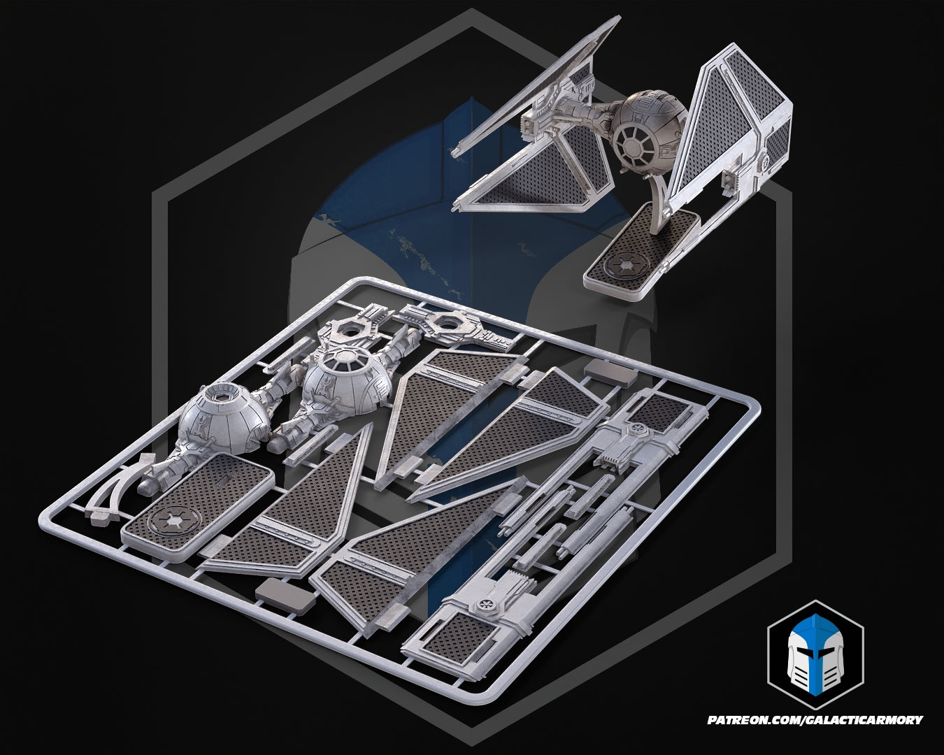 TIE Interceptor Vehicle Kit Card - 3D Print Files