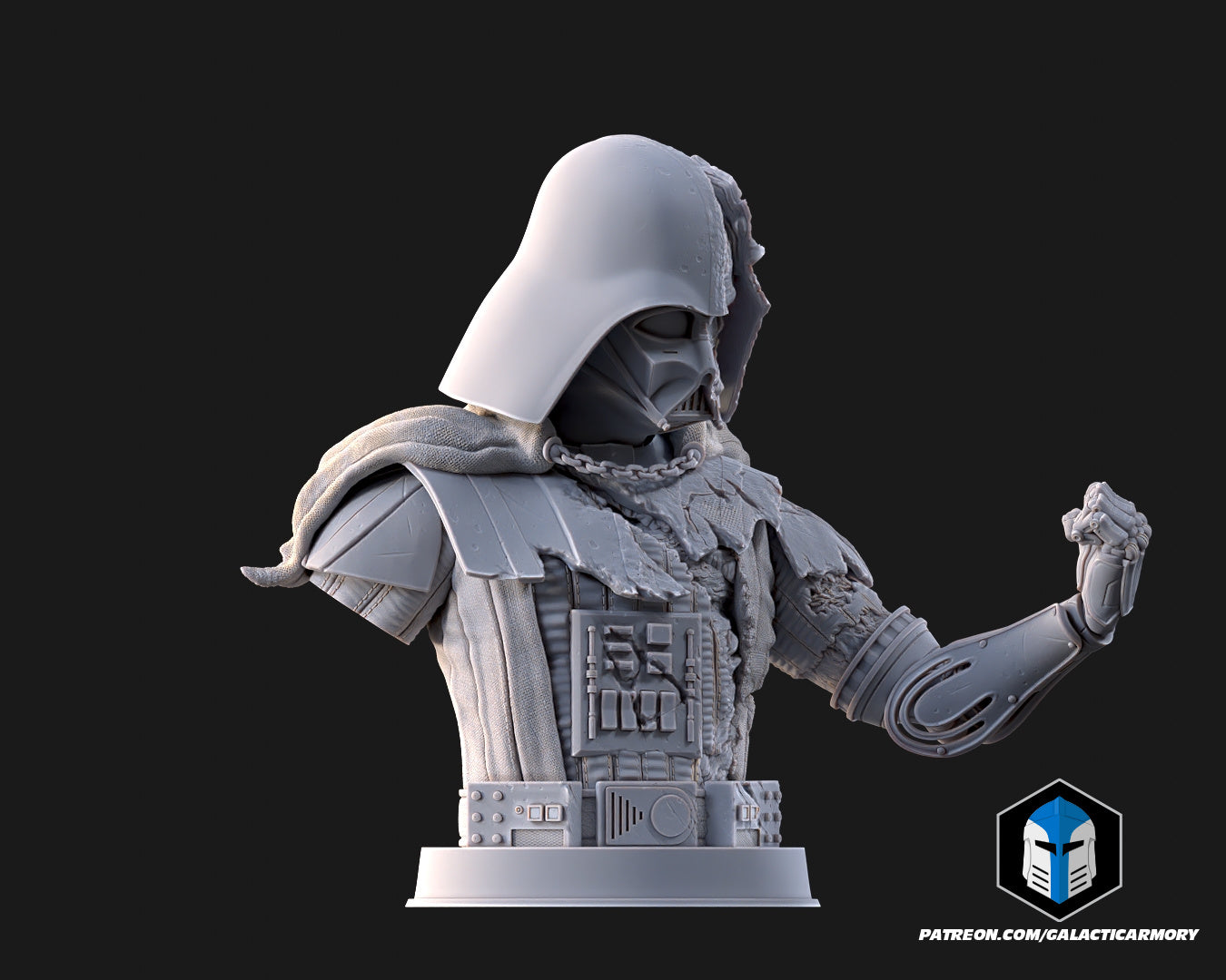 Damaged Darth Vader Bust - Pose 2 - 3D Print Files