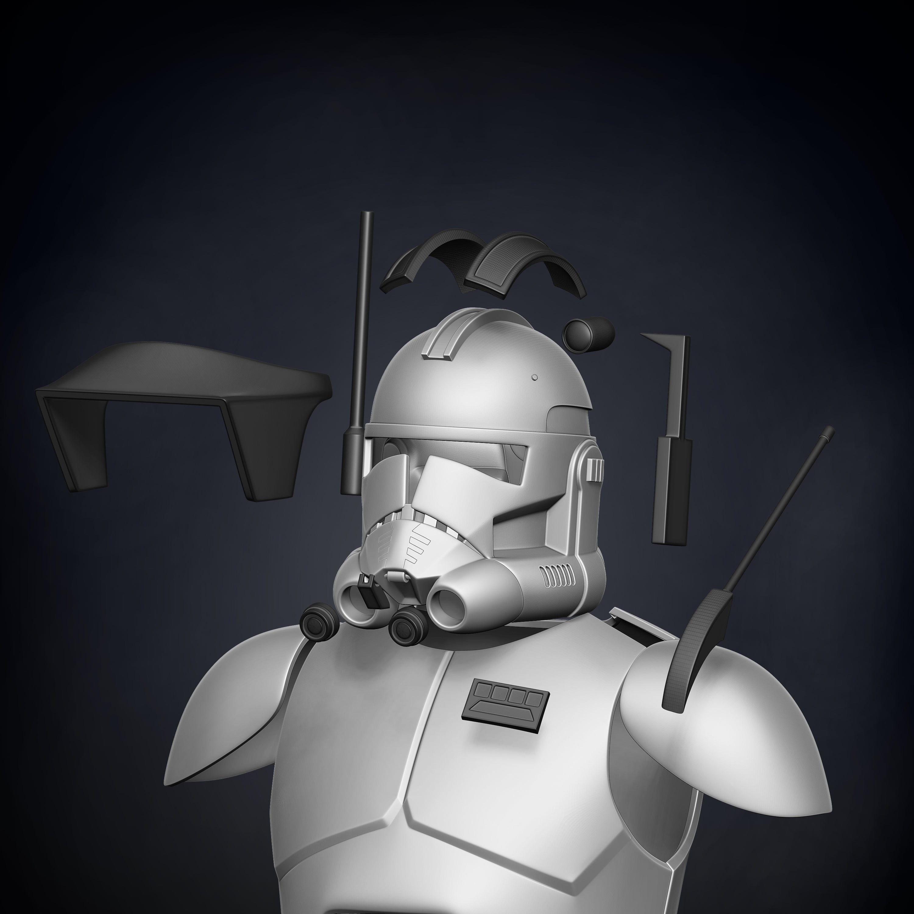 Animated Commander Cody Armor Accessories - 3D Print Files - Galactic Armory