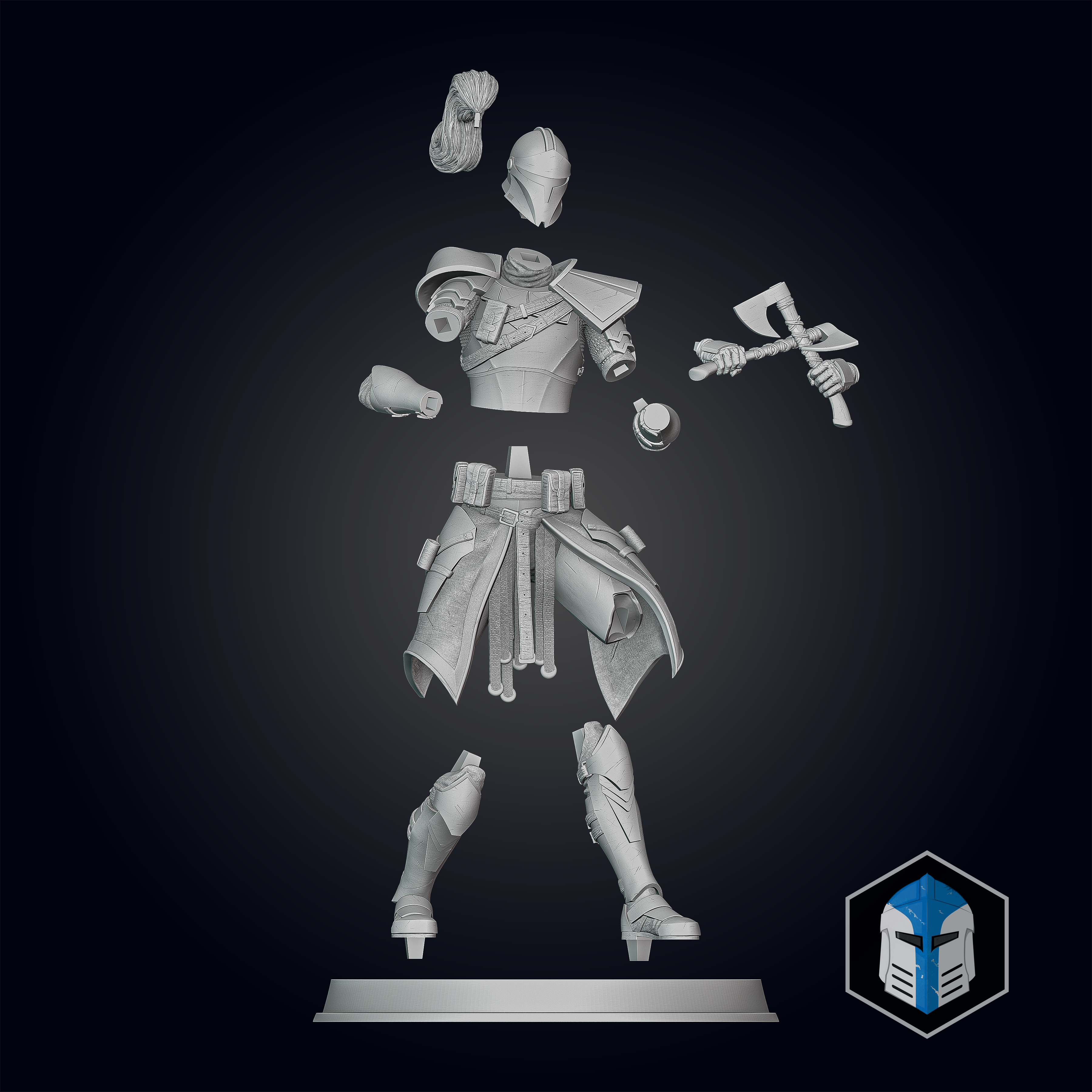 Medieval Captain Rex Figurine - Pose 2 - 3D Print Files