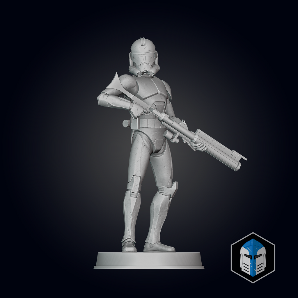 Animated Clone Trooper Grunt Figurine - Pose 1 - 3D Print Files - Galactic Armory