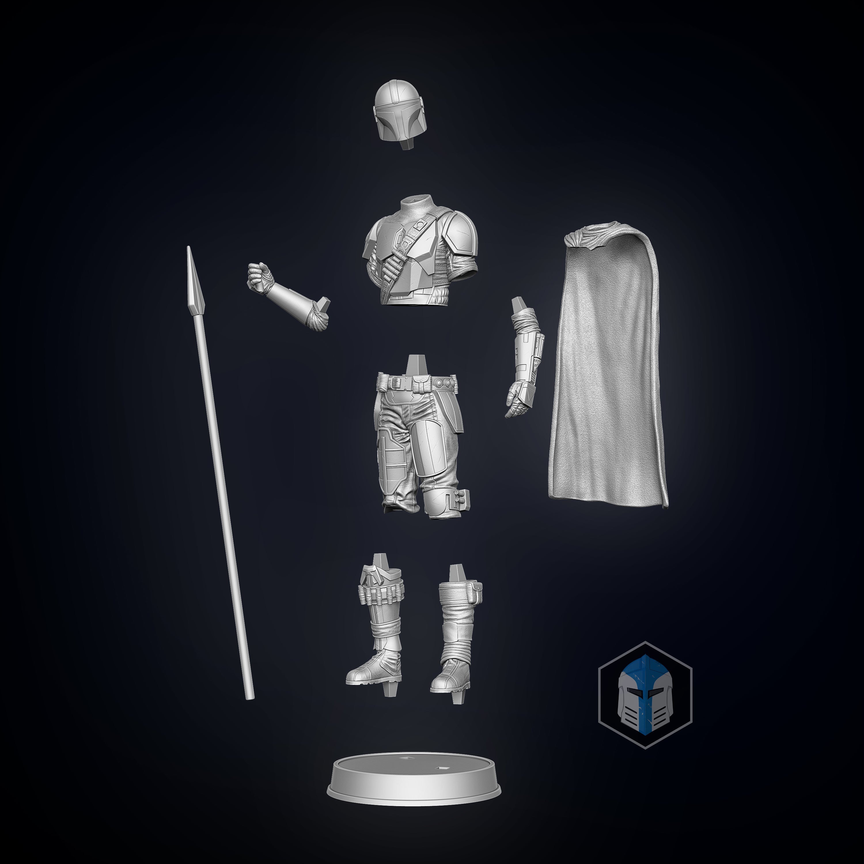 Mandalorian Figurine Season 2 - Pose 1 - 3D Print Files - Galactic Armory