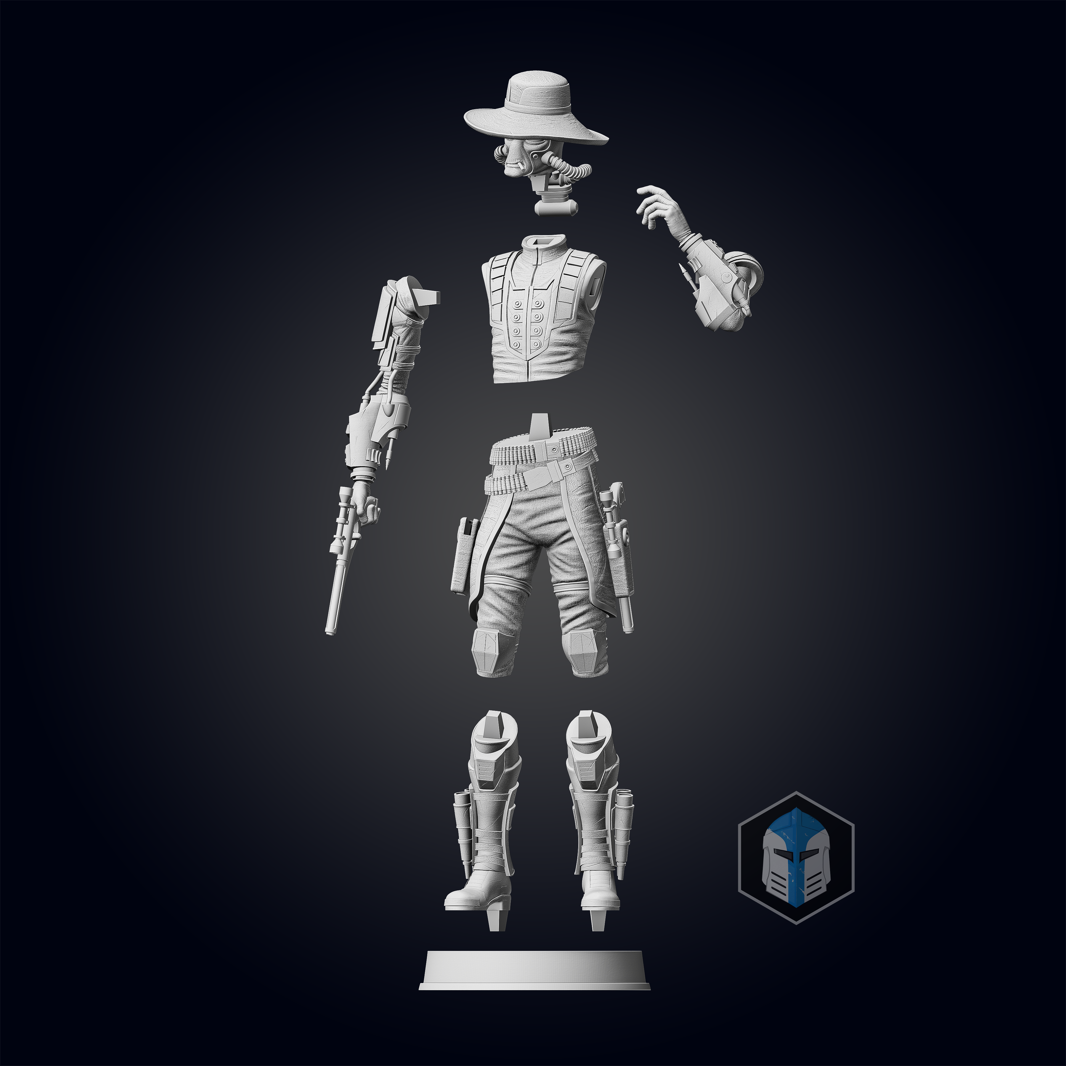 Cad Bane Figurine - Pose 4 - 3D Print Files - Galactic Armory