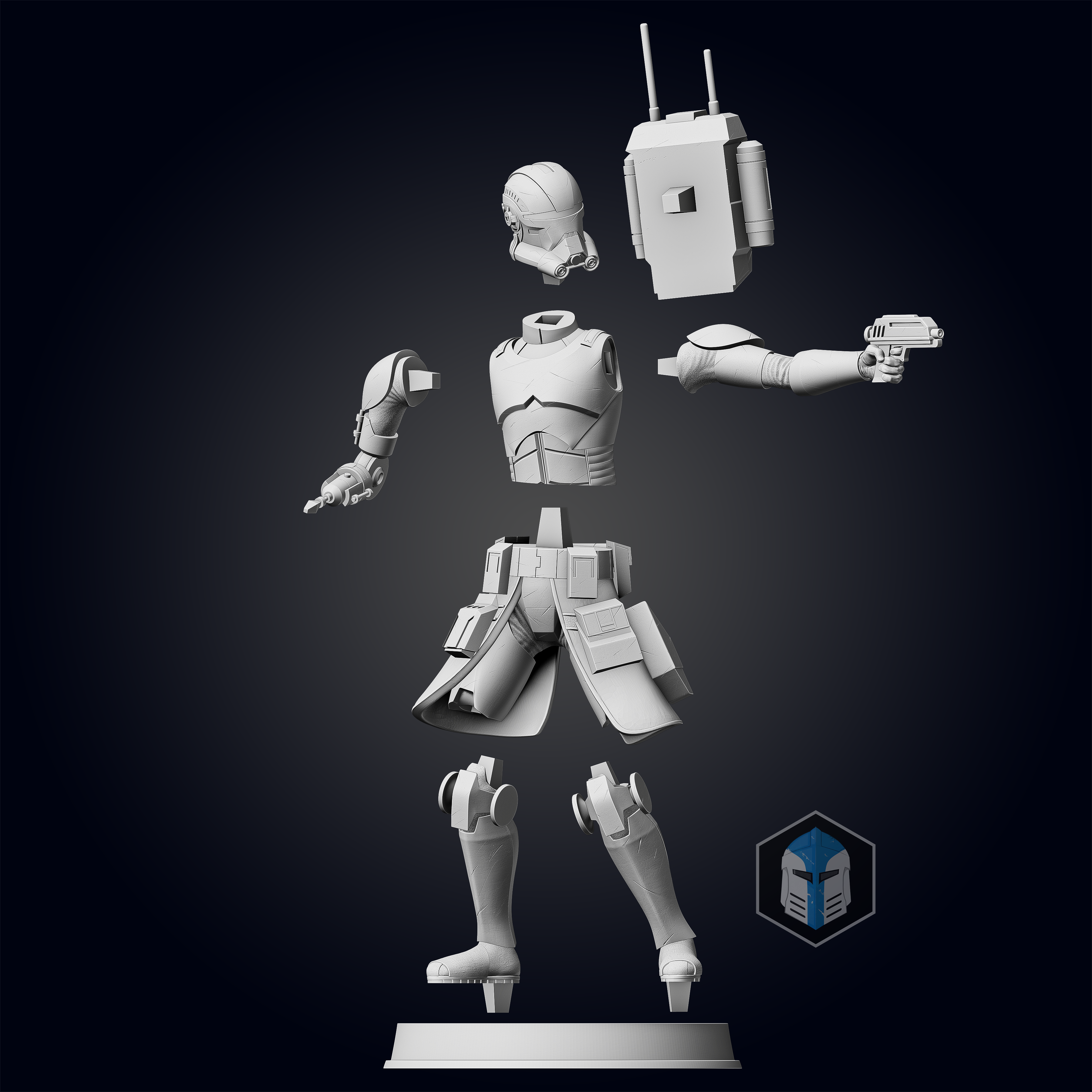 Bad Batch Echo Figurine - Pose 1 - 3D Print Files - Galactic Armory