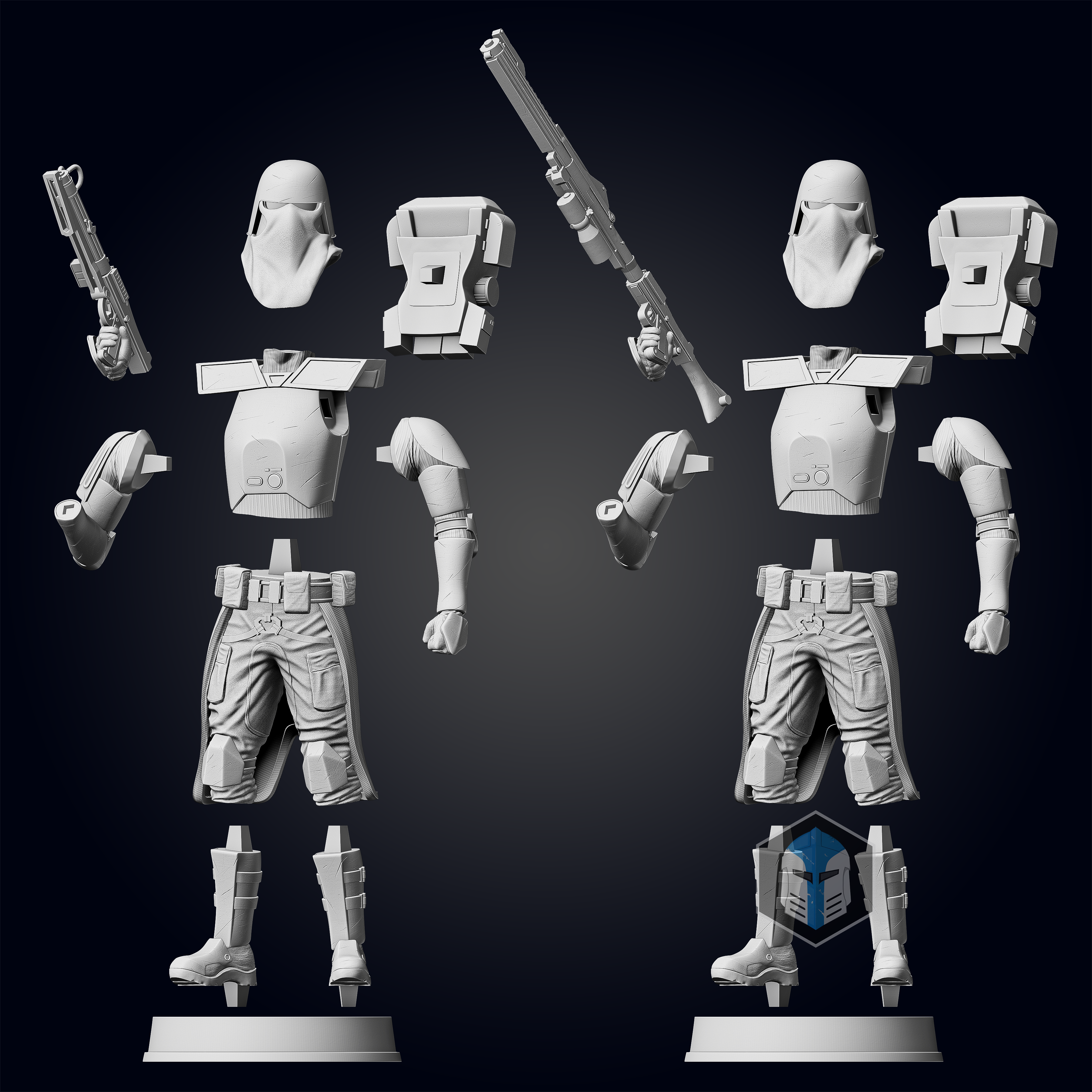 Galactic Marine Figurine - Pose 3 - 3D Print Files - Galactic Armory