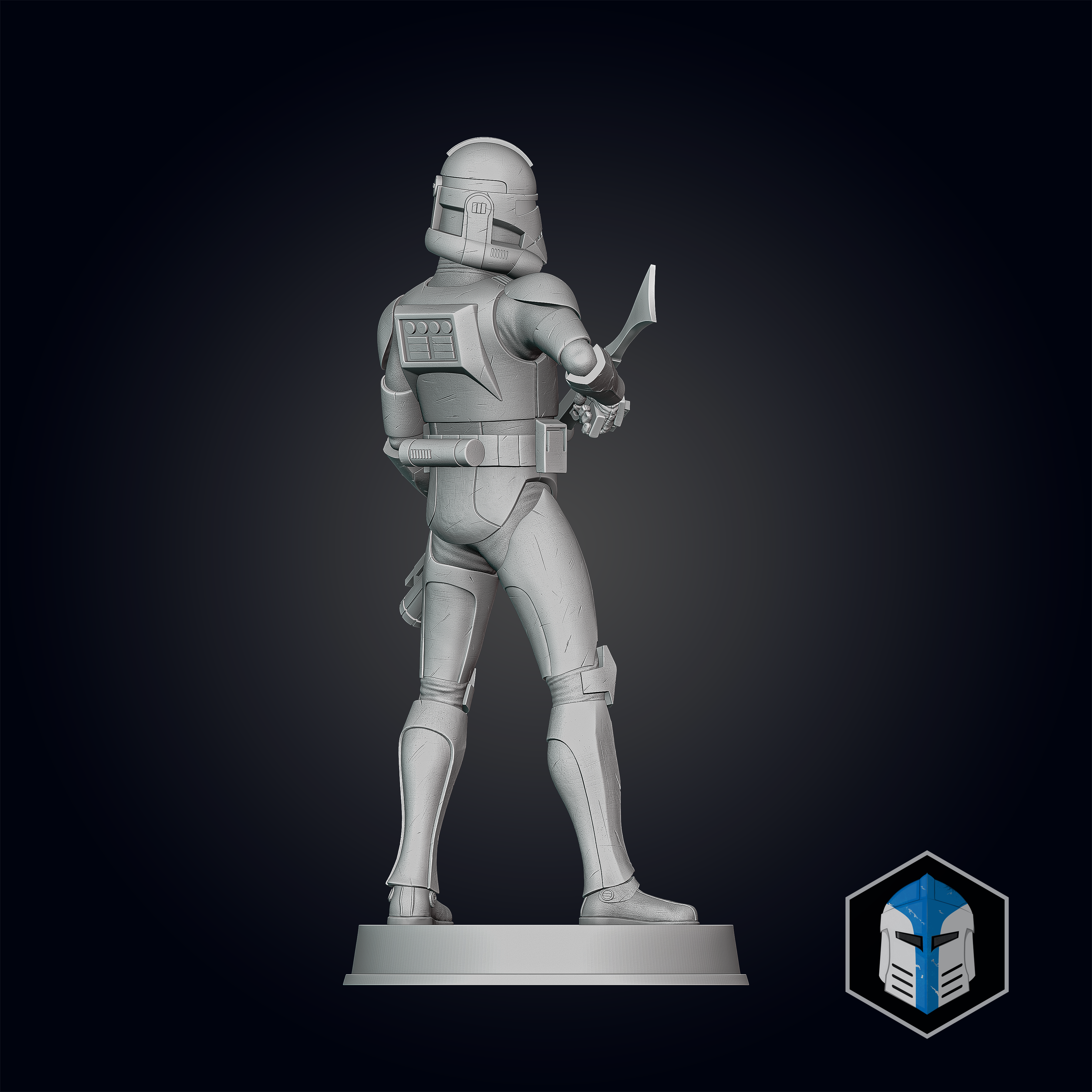 Animated Clone Trooper Grunt Figurine - Pose 1 - 3D Print Files - Galactic Armory