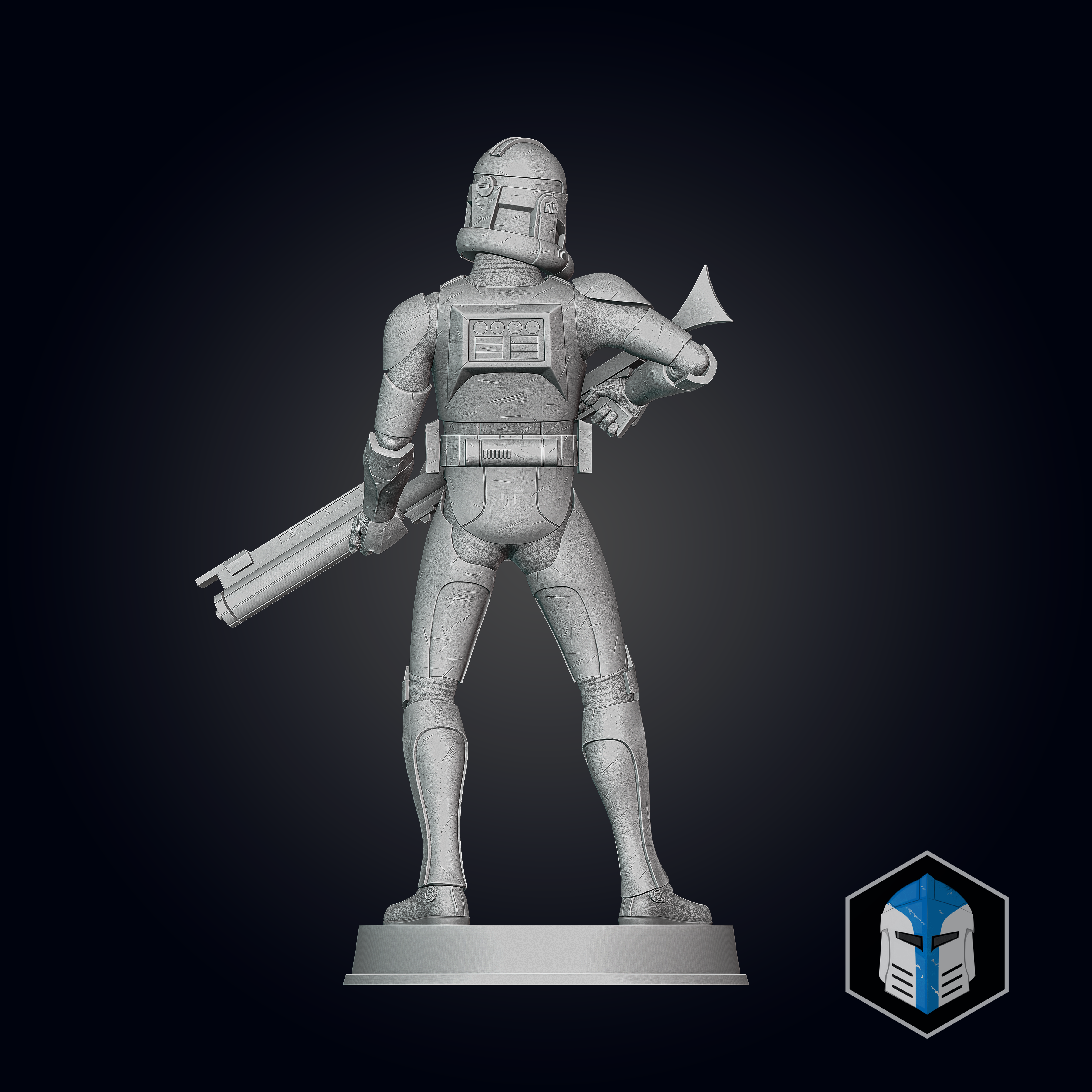 Animated Clone Trooper Grunt Figurine - Pose 1 - 3D Print Files - Galactic Armory