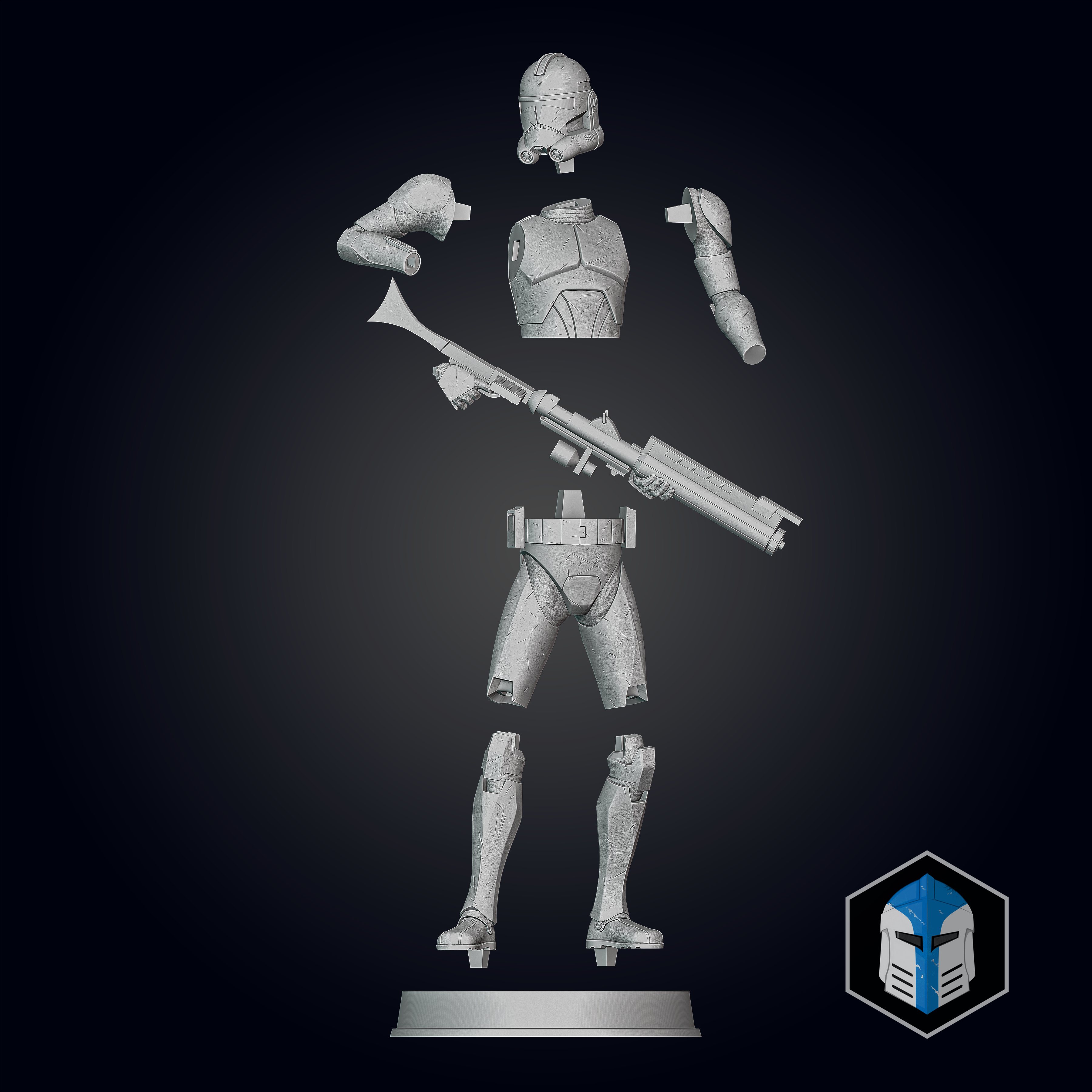 Animated Clone Trooper Figurine - Pose 1 - 3D Print Files