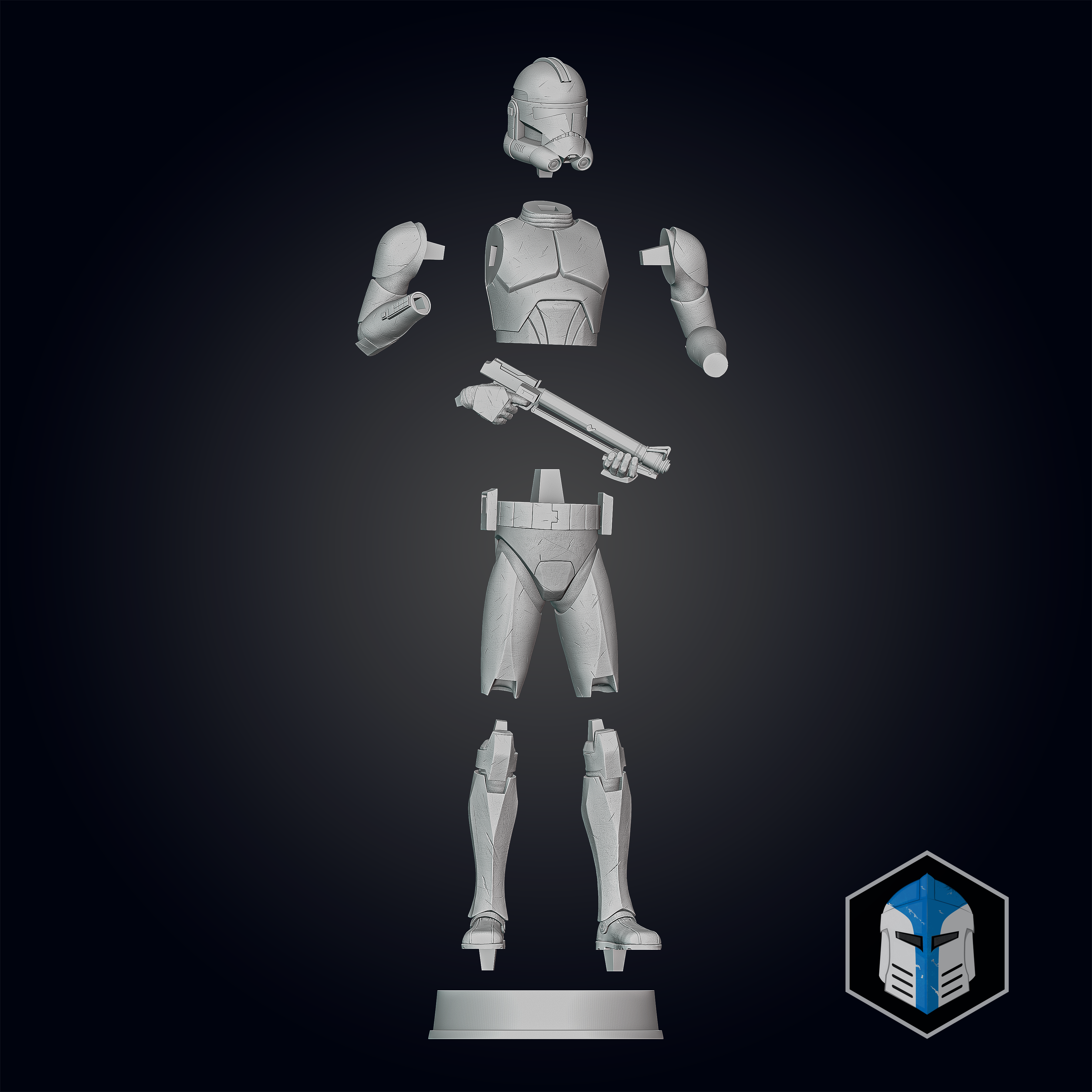 Animated Clone Trooper Grunt Figurine - Pose 4 - 3D Print Files - Galactic Armory