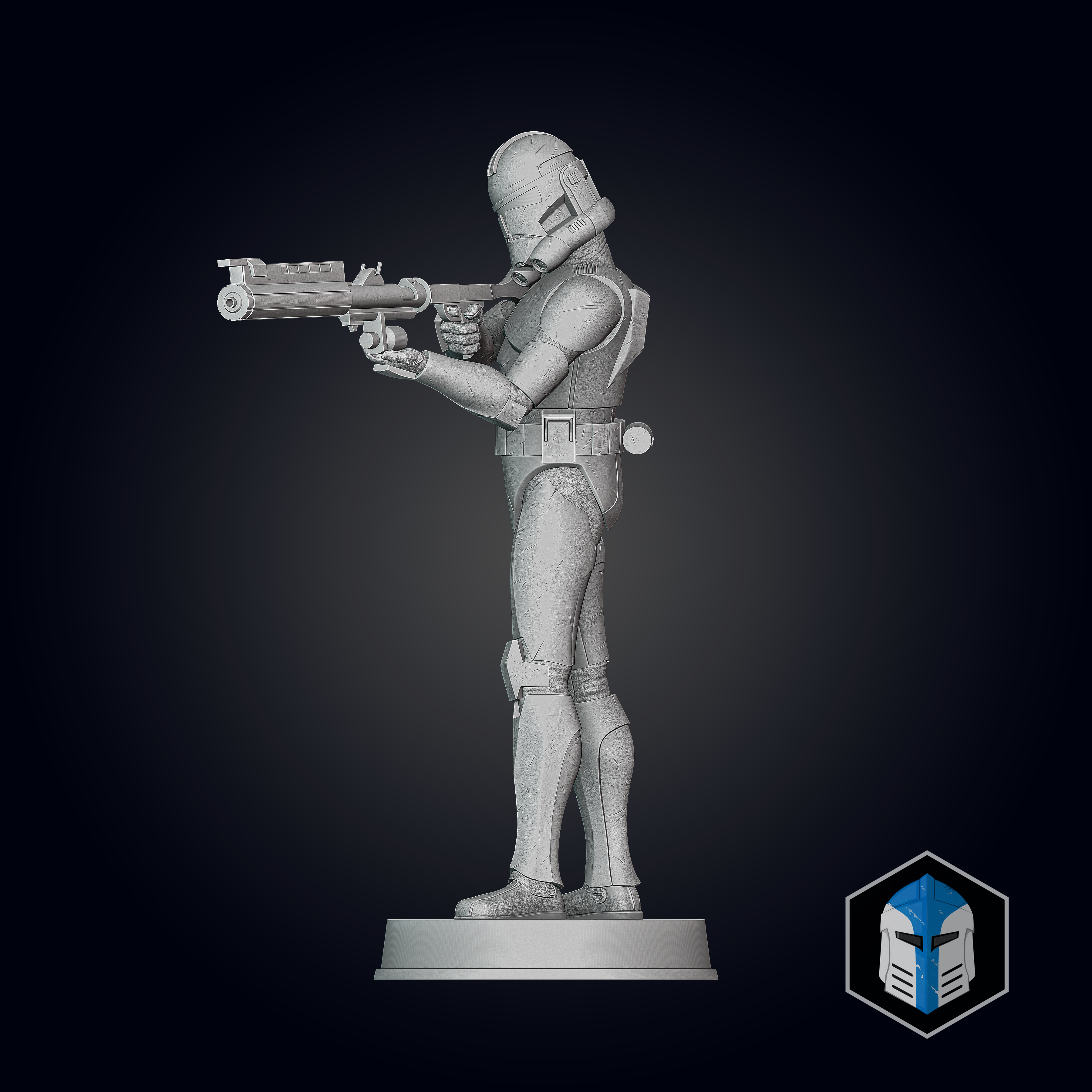 Animated Clone Trooper Grunt Figurine - Pose 5 - 3D Print Files - Galactic Armory