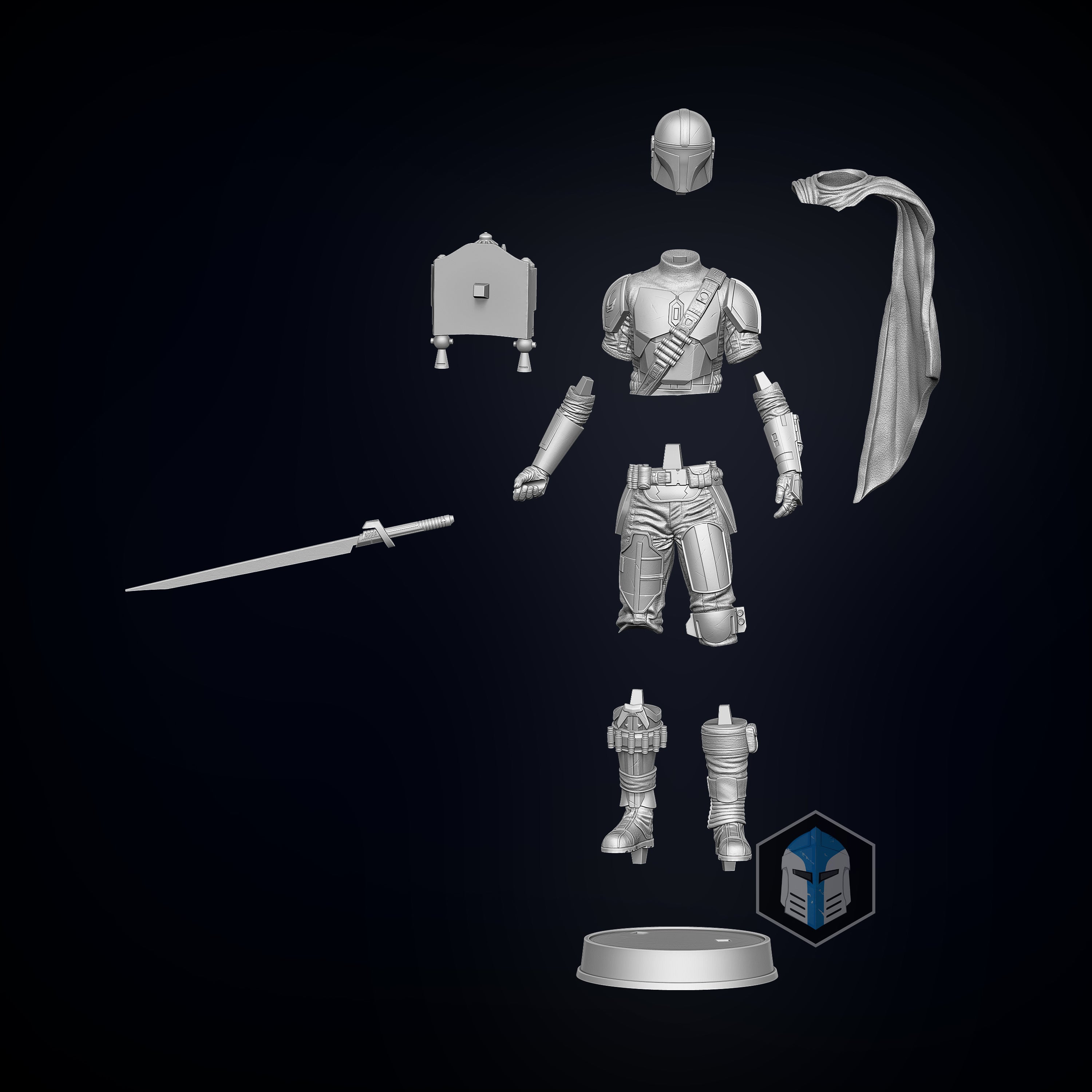 Mandalorian Figurine Season 2 - Pose 3 - 3D Print Files - Galactic Armory